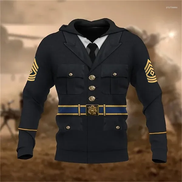 Con cappuccio maschile 3d blu navy cosplay stampa per uomo esercitazione militare memoriale memoria di moda cool harajuku con cappuccio con cappuccio abbigliamento