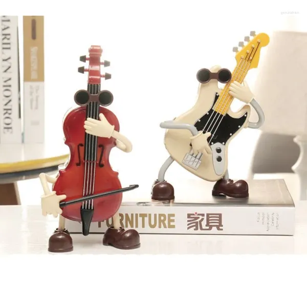 Dekoratif Figürinler 2 Boyutlar Yaratıcı Karikatür Gitar Şeklinde ve Keman Şeklinde Müzik Kutusu Boys 'Saat İşleri Öğrencilerin Doğum Günü Hediyesi LF619