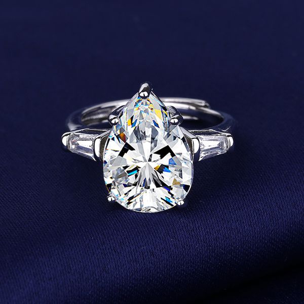 Lüks Su Damlası 6ct Lab Diamond Ring 925 STERLING Gümüş Nişan Düğün Bandı Halkaları Kadınlar Gelin Güzel Partisi Takı