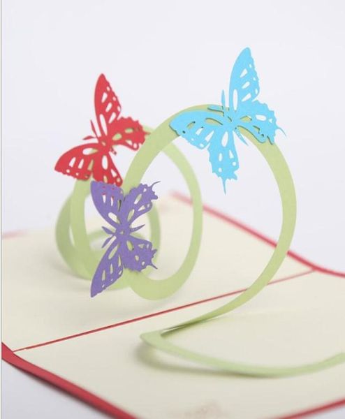 10pcs Hollow Butterfly Made Made Kirigami Origami 3D Pop -up Cartões Cartões de convite para festa de aniversário de casamento Presente1625861