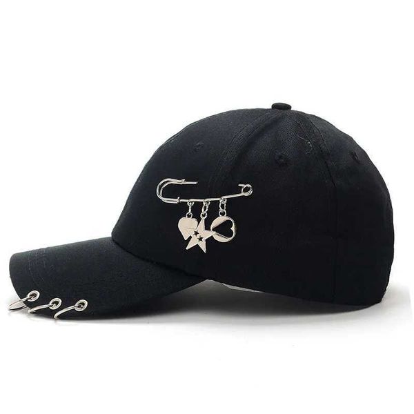 Caps de bola punk gótico chapéu de beisebol de hip hop com anel de alfine