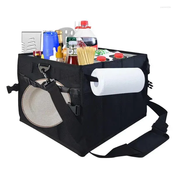 Sacos de armazenamento Campo Caddy Bag churrasco portátil com compartimentos separados Organizer Store Grill Tools