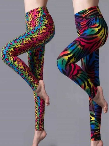 Leggings femminile cuhakci a vita alta leggings sportwear workout women jeggings pantaloni elastici leopardo leoparte a strisce stampati sexy chilome