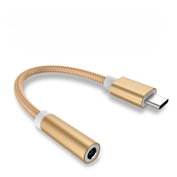 Adaptador de tomada de áudio do tipo USB tipo C a 3,5 mm Conectando celulares tipo C Conversor de cabo para fones de ouvido para fones de ouvido com fio Adaptador