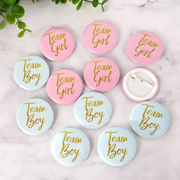 Decoração de festa 12pcs Team Boy Girl Button Buttle