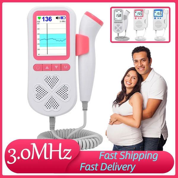 Monitoraggio cardiaco fetale Doppler a 3,0 MHz Monitoraggio cardiaco Fetale Displettore della frequenza cardiaca del suono del bambino LCD NO RADIAZIONI NO RADIAZIONI 240514