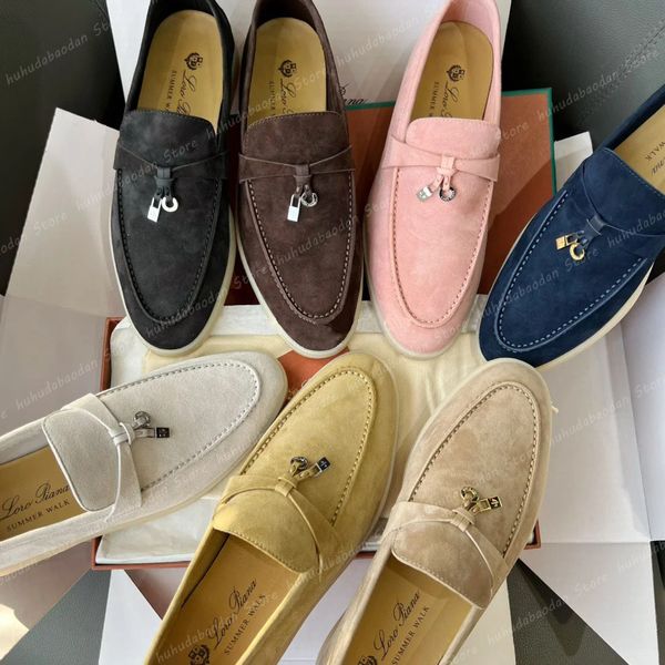 LP Pianas Slaser Damen Herren Kleiderschuhe Designer Luxusmodische Männer Business Leder flach Low Top Wildleder Kuh Leder Oxfords Casual Moccasins Lazy Schuh Größe 35-45