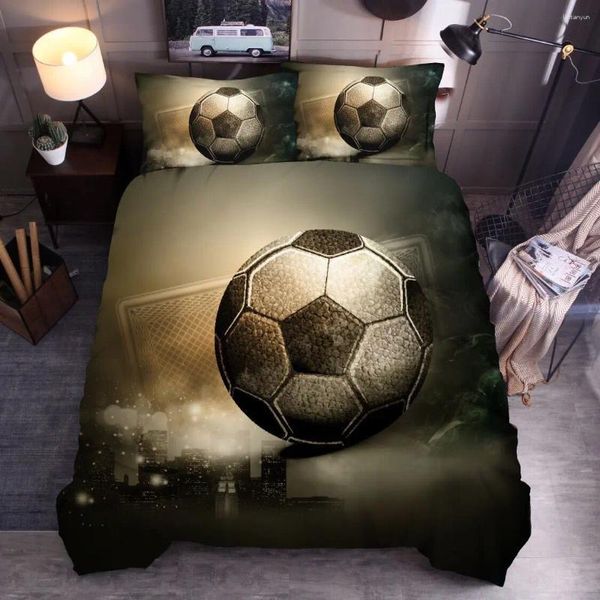 Постилочные наборы 2024 Набор для мальчика поддельная обложка 3PCS Спортивный спортивный футбольный одеял Домашний текстильный кровать мужчина спальня