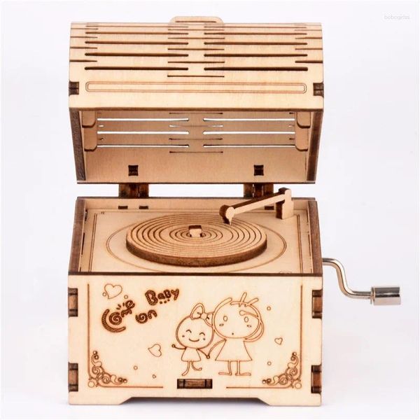 Dekorative Teller manuelle Musikbox Dreidimensionale hölzerne Puzzle DIY-Bildungshandwerksspielzeug Home Decoration Holiday Geschenke