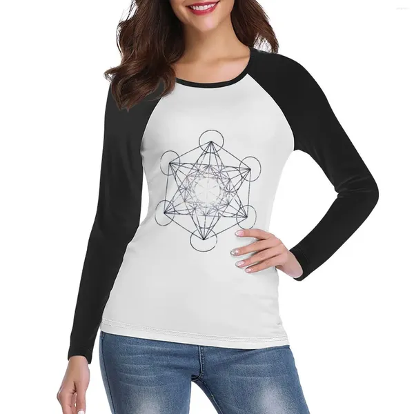 Polos femininos Metatron's Cube Star Cluster-Geometria sagrada T-shirt Edition Edition camisetas camisetas para mulheres solteiras