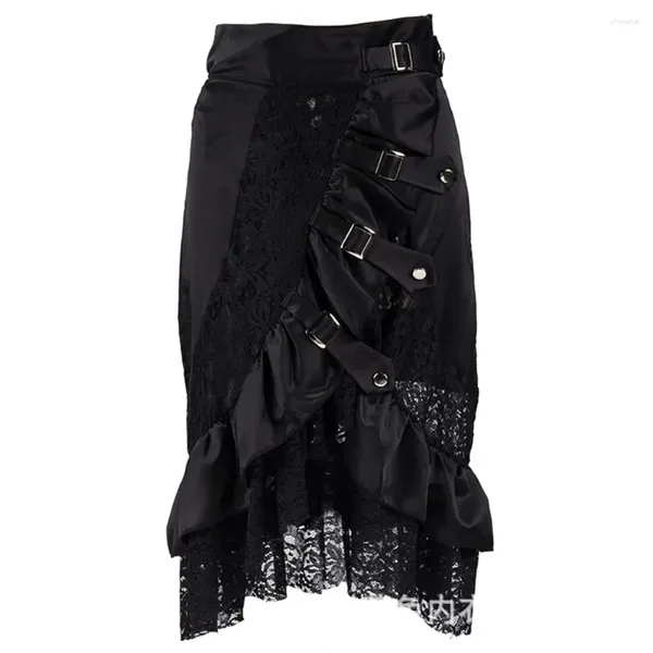 Scherma Skirts Steampunk GOTICO GOTICO FLOALE Irregolare Shirring Piega pieghettata Maxi Long Gonna sexy Women sexy Costumi vittoriani taglie forti