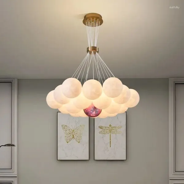 Lampadari in stile nordico stampa 3d pianeta a led luci a ciondolo el hall soggiorno decorazione camera da letto per sospensione luminaire lampade