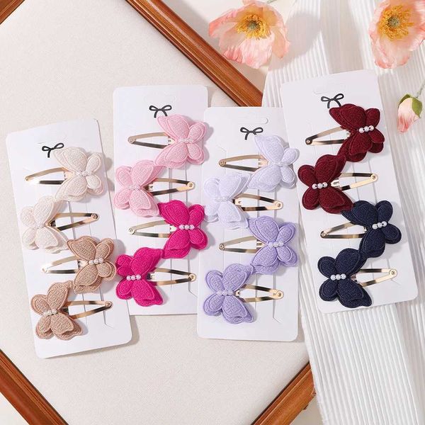 Accessori per capelli 4pcs/set set di clip per capelli farfalla per ragazze a doppia strato grazioso tappo per capelli in cotone sicuro per bambini accessori per capelli per bambini set