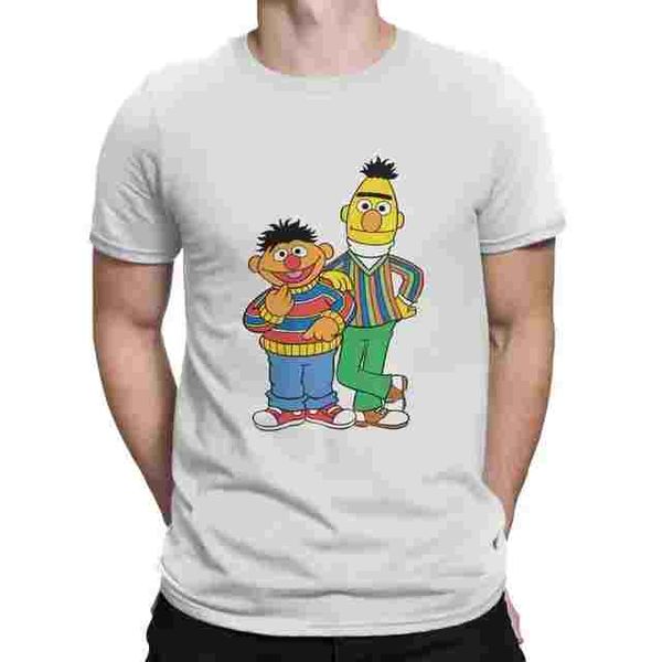 Herren T-Shirt Cartoon Animation gedruckt Männer und Frauen Mode Casual Sesam Street 80er TV-Serie Kurzarm Temperatur gedruckt Kleidung