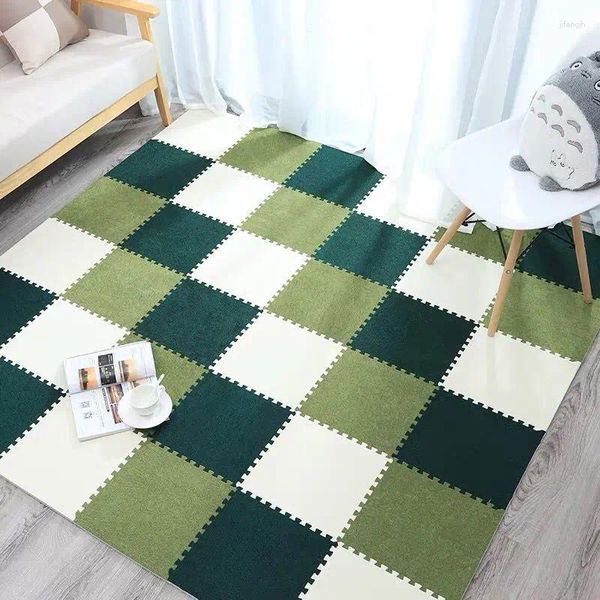 Tapetes 10pcs/lote de veludo macio carpet de bebê tapete verde kids room tapetes brinquedos eva pombo de espuma de piso de bloqueio de piso de bloqueio