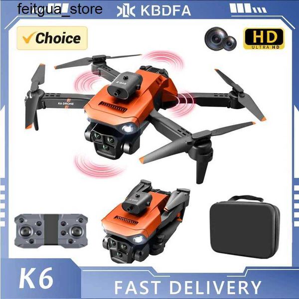 Drones KBDFA New K6 Drone 1080p Triple Camera HD Máquina Aérea Profissional Flyer Inteligente Evitação de Obstáculos Para Devolver Toys de Aeronaves S24513