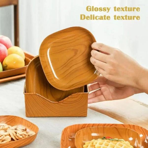 Teller Holzkorn Kunststoff Quadratplatte Küchenwerkzeug 15 cm Tasse Pad Blumentopfschale für Obst Gemüse -Snack Dessert