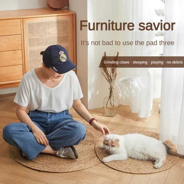 Camas de gato móveis Pet Cat Lamp Circular Circular de Rattan Cato e Ninho de cachorro Summer Refriger Pad Cat Scratch Pad