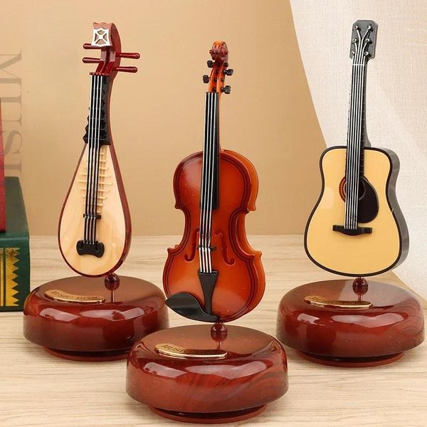 Dekoratif figürinler klasik enstrümanlar pipa müzik kutusu ev şarap dolabı dekorasyonları keman gitar oktav dekorasyon