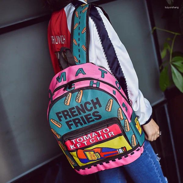 Rucksack Harajuku College Wind Vintage Letters Street Street Student Bag Female Schultaschen für Teenager Girls Beutel zurück