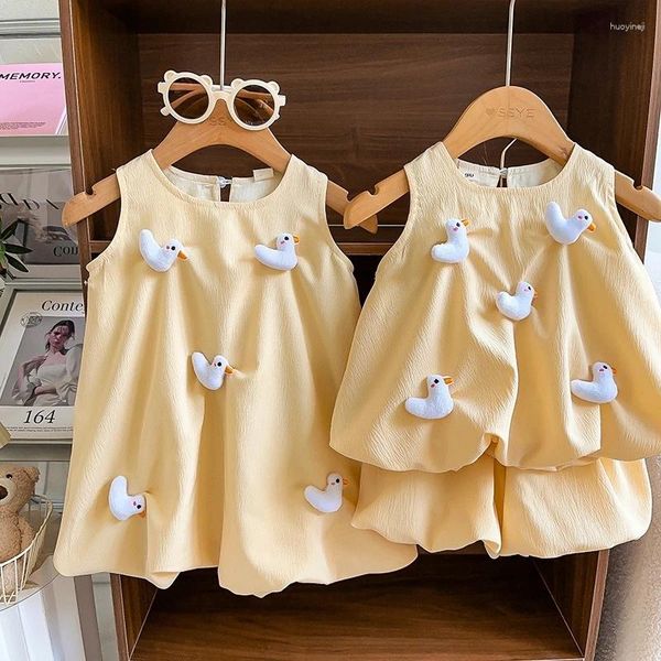 Kleidungssets 2024 Baby Girls Summer Set süße Enten Tops Shirts Shorts Kleider Fashion Kinder Geburtstag Kleidung Kinder Outfits 0-8y