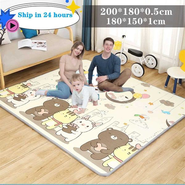 Spielenmatten ungiftige dicke 1 cm epe Baby Aktivität Fitnessstudio Baby Crawling Play Mats Folding Matte Teppich Baby Game Matte für Kindersicherheitsmatte Matte T240513