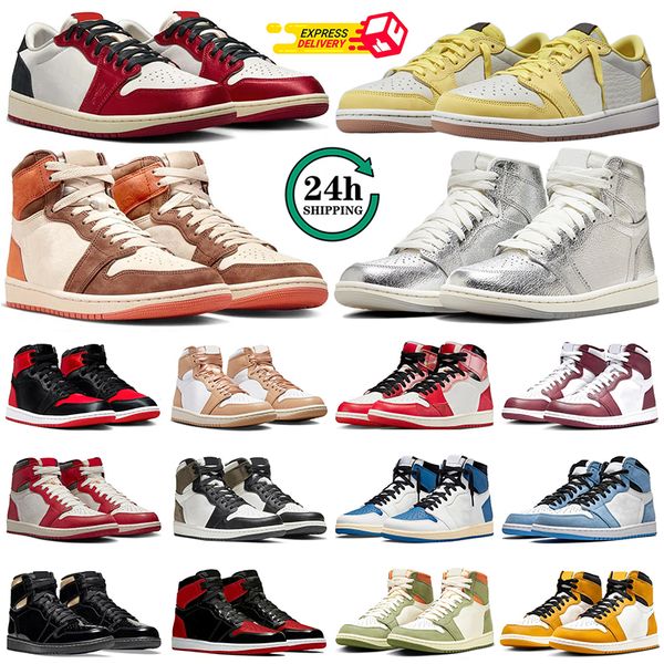 UOMINO DONNE 1 Scarpe da basket 1S Lost Trovato verde Green Bianco nero basso olivo nero Phantom Reverse inverse Mocha Bred Brevet da uomo Allenatori Sneaker sportivi per esterni