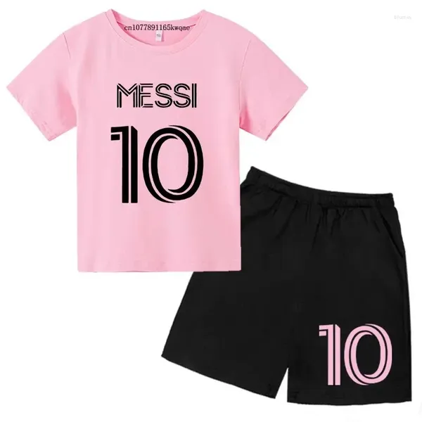 Set di abbigliamento per bambini Super Soccer Star n. 10 Stampa 2 pezzi T-shirt pantaloni Sport Sports Abito da 3-14 anni Girls Girls Idol Streetwear Outfit per bambini