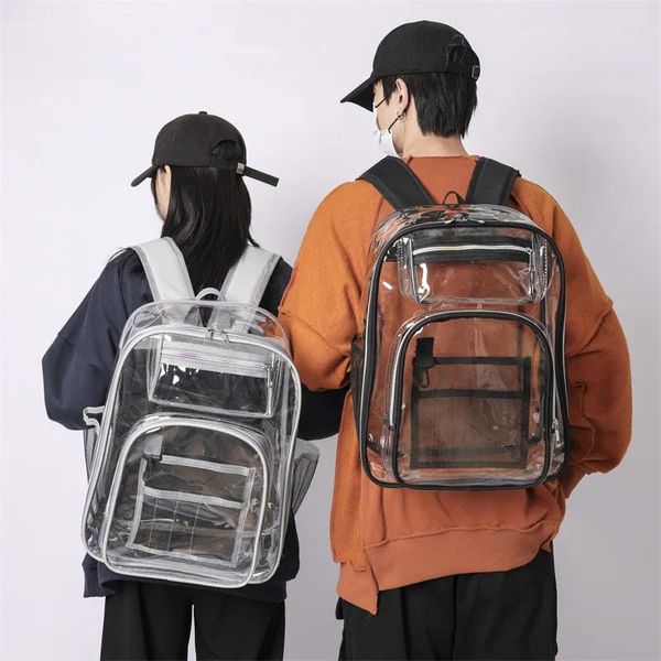 Zaino zaino in pvc trasparente backpackf per donna moda 2024 coppia di plastica sacca studentessa di grande capacità graziosa confezione