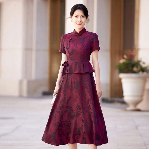 Abbigliamento etnico cheongsam abito formale plus size di abiti da sposa cinese ao dai tradizionale qipao ribesta