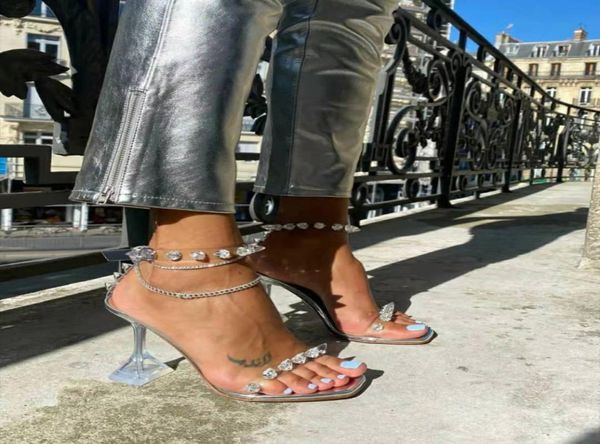 2021SS PVC Frauen Roman Sandalen Spike Heels Weddin Kleider Abschlussball Stollen handgefertigte Damen Gladiator Beach Schuhe transparente weibliche Pumpen 4991640