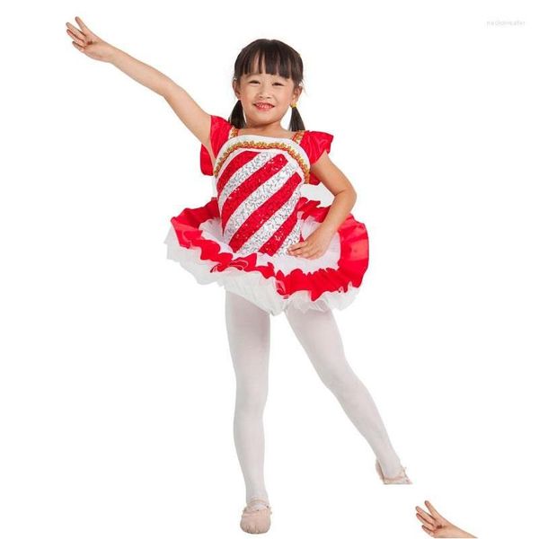 Bühnenbekleidung Kinder Red Pailla Ballet Tutu Kinder professionelle Tanzkleid Girls Ballerina Performance/Wettbewerb Kostüm Party Drop del Dhrum