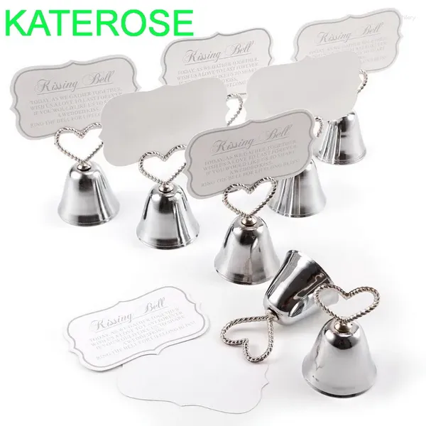 Party bevorzugt 12pcs Silber/Gold Heart Bell Place Place -Kartenhalter Hochzeitspape