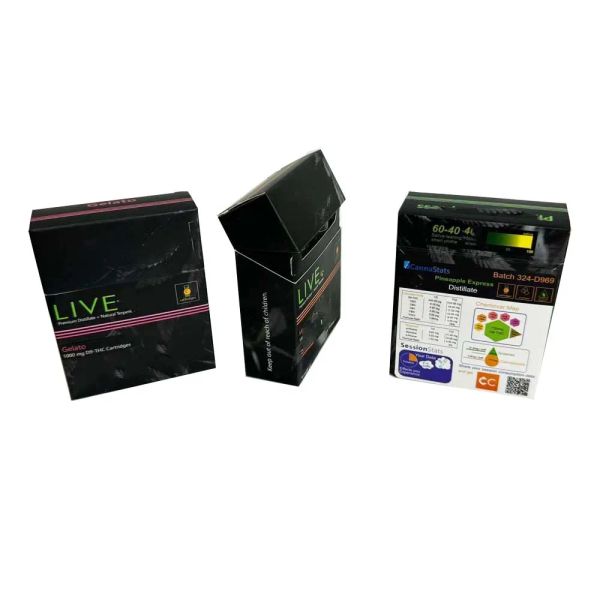 Live -Patrone nur Verpackungsbox mit Kunststoffrohr und Geschmack QR Aufkleber Infused Packaging Box