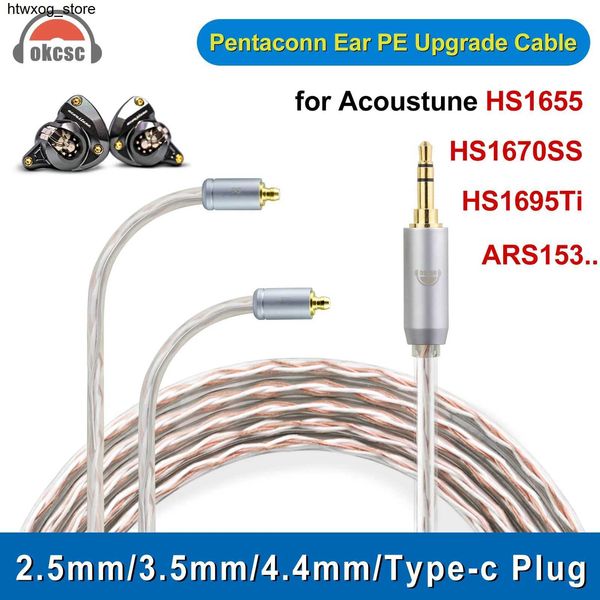 Наушники наушников OKCSC Стандартный сбалансированный кабель наушников Pentaconn Ear для Acoustune HS1655 HS1670SS Audio Cable с 2,5/3,5/4,4 мм Type-C Plug S24514 S24514
