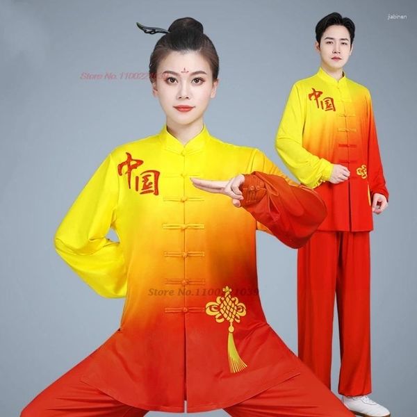 Abbigliamento etnico 2024 cinese tai chi wushu abito gradiente color marziali arti addestra