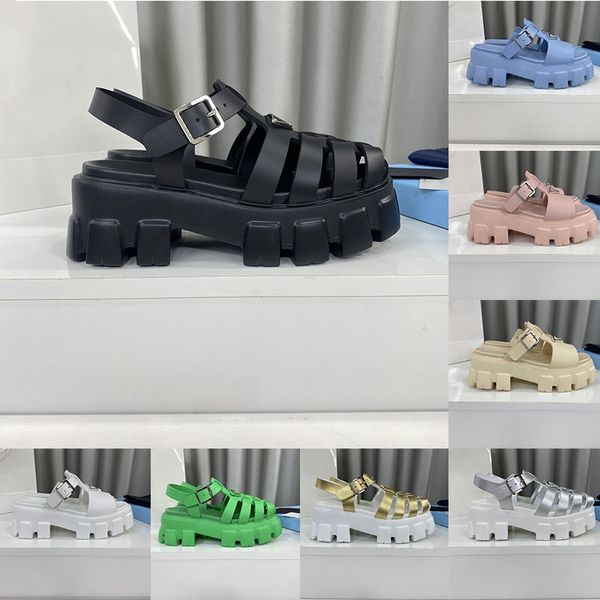 Designer sandals sandalo all'uncinetto monolite in gomma in schiuma da 55 mm piattaforma di suola di suola sandles pannelli da donna scarpe estate muli cursori cursori