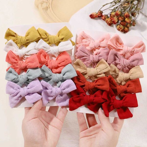 Haarzubehör 10 PCs Feste Farbe Baumwolle Haarbögen Haarklammern für Baby Girls Boutique Haarnadeln Barrettes Kopfbedeckung Haare Ackerssorge Großhandel Großhandel