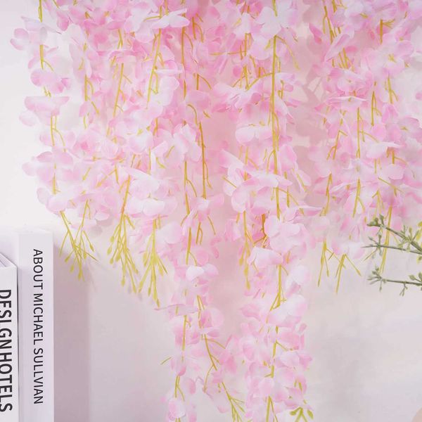3pcs Flores decorativas grinaldas de 110 cm de wisteria videira flores artificiais de atacado.