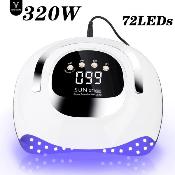 320W LED UV Light Trockner für Nägel Gel Polnel mit 72 LEDs 4 Timer -Einstellung LCD Display Bildschirm Autosensor Professionelles Nagellicht 240507