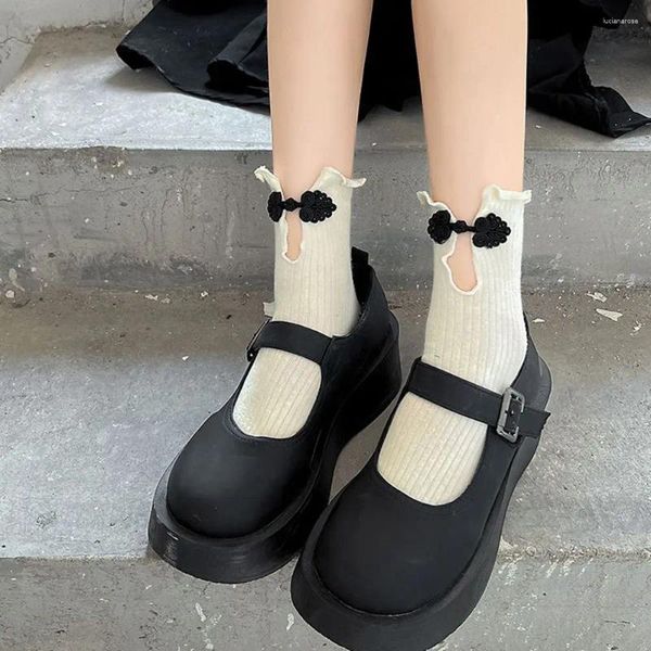 Women Socks Autunno Classica Cinese in stile CHEONGSAM Design per la fibbia per signori JK Stockings Cotton Hosiery