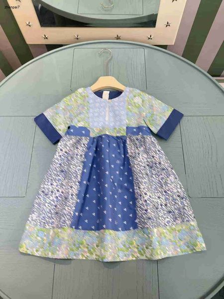 Top-Babyrock Multiple Print Spleißdesigns Prinzessin Kleidergröße 100-160 cm Kinder Designer Kleidung Summer Girls Partydress 24APRIL