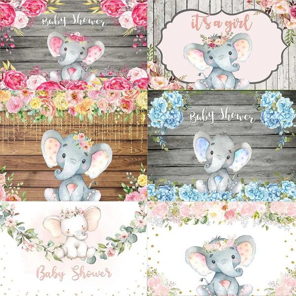 Party -Dekoration Elefant Blumen Hintergrund Thema Geschlecht Enthüllen Sie Geburtstagshintergrund Geborene Babyparty