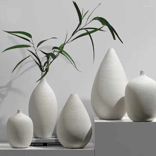 Vasen weiße Keramik Vase Dekoration kreative moderne minimalistische Wohnzimmer Esstisch Blumeninstrument Haus weich