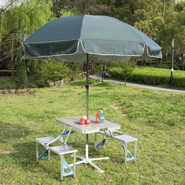 Designer Marke Outdoor -Klapptischestühle tragbare multifunktionale Stall -Aluminium -Legierung integrierte Picknicktische einfach zu bedienen und starker Campingtisch und Stuhl