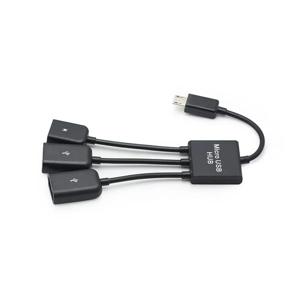 2024 mais recente 3 em 1 micro USB tipo C Hub masculino para fêmea dupla USB 2.0 Host OTG Adapt