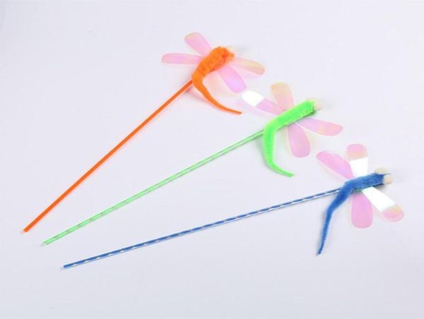 Toys de gato 1 pc colorido colorido dragonfly penas de tickle haste teaser de treinamento interativo Pet Fun Supplies4599409