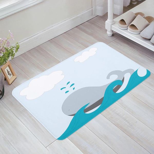 Teppiche Cartoon Wale weiße Wolke süße Bodenmatte Küche Schlafzimmer Dekor Teppich Home Flur Eingangs Fußmatte Badezimmer Tür Fuß Teppich