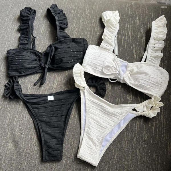 Frauen Badebekleidung 2 -teilige Rüschenkrawatte vordere Bikini Sets
