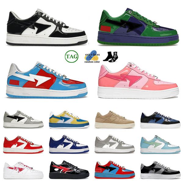 Top Design Quality Casual Schuhe Männer Damen Italien Marke STA Color Combo Pink Patent Leder Grüne schwarze Weiße Herren Trainer Sport Sneaker